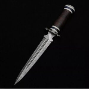 Custom Handmade Damascus steel Dagger Hunting Knife with leather sheath