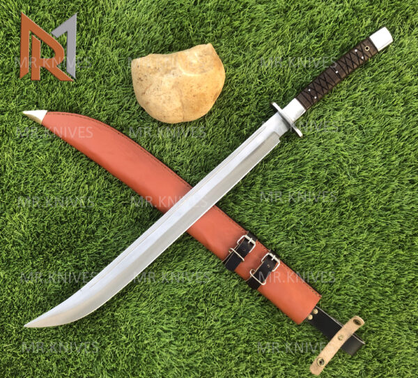 ✅Size and Measurements: *Overall Length: 30” Inches *Blade Length: 22” Inches *Handle Length: 08” Inches *Handle Material: Rose WOOD *Blade thickness: 4.0 mm *High Carbon Steel Blade 1095/15N20, Oil Tempered to 58-60 HRC