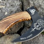 Pizza Cutter Axe Unique Viking Style Burn Wood Handle